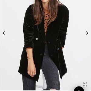 Madewell Caldwell Velvet Double-Breasted Blazer - Size Small